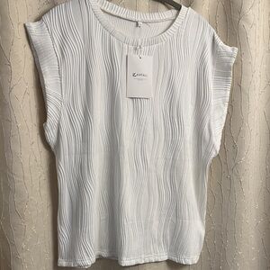White Textured Women's Top